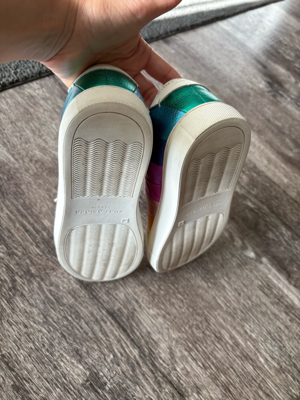 Kurt Geiger White Sneakers with Rainbow Stripe Panels - Picture 5 of 6